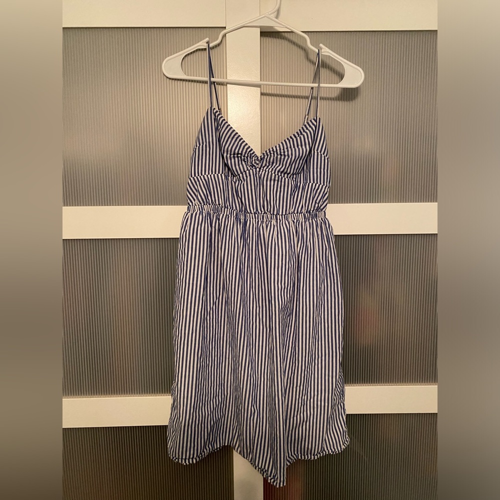 JCREW blue white striped 100% cotton dress